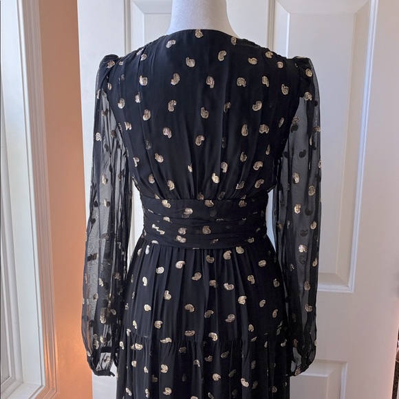 Intermix Leila Gown Maxi Chiffon Dress Long Sleeve Black Size 2 NWT - Picture 9 of 15